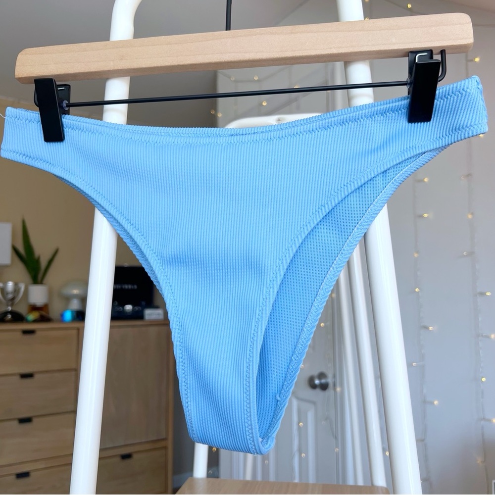 Zaful Light Blue Ribbed Cheeky Bikini Bottom - Picture 2 of 4